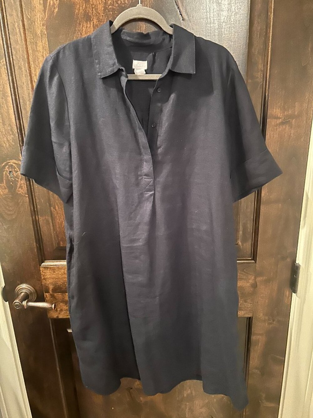 Chico's navy blue linen dress - 12 - WITH POCKETS!